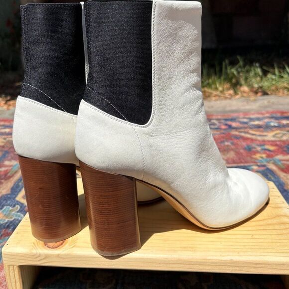 Rag & Bone White Leather Ankle Boots Size 41 or 10.5 Block Heel - Picture 4 of 7